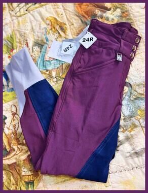Romfh Champion High Rise Full Seat Riding Breeches US 24 NWT Mahogany Navy Curvy